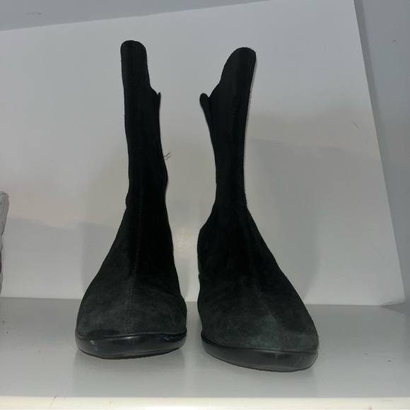 Women's Cole Haan Air Mid Calf Boots Shoes Size 10B Black Suede Wedge Stretch - Picture 2 of 6